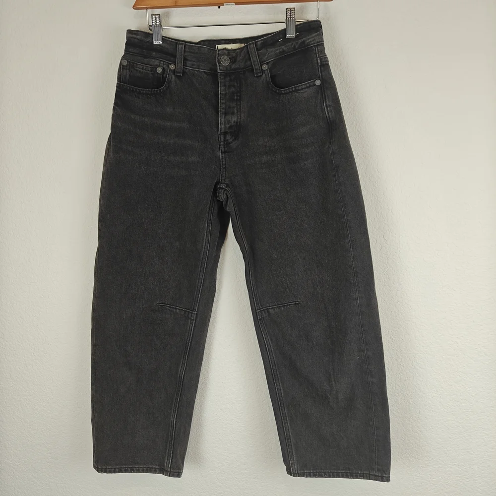 Madewell Darted Barrel Leg Jeans Olenda Wash Petite 24P | High Rise Black Denim - Picture 5 of 16